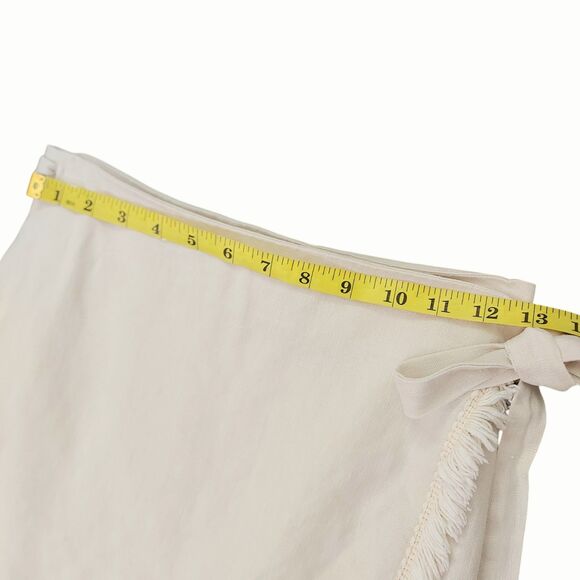 Reformation Wrap Skirt Womens Small Beige Linen Blend Fringed Retro Beach - Picture 11 of 11